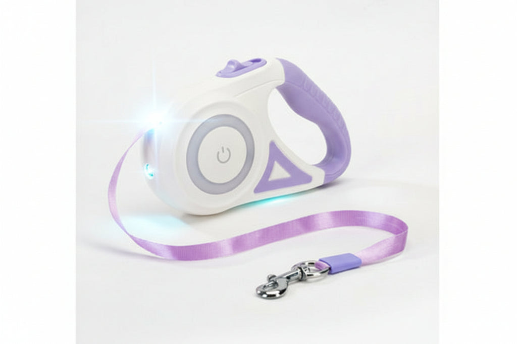 Beleuchtete, einziehbare Hundeleine für Nachtspaziergänge