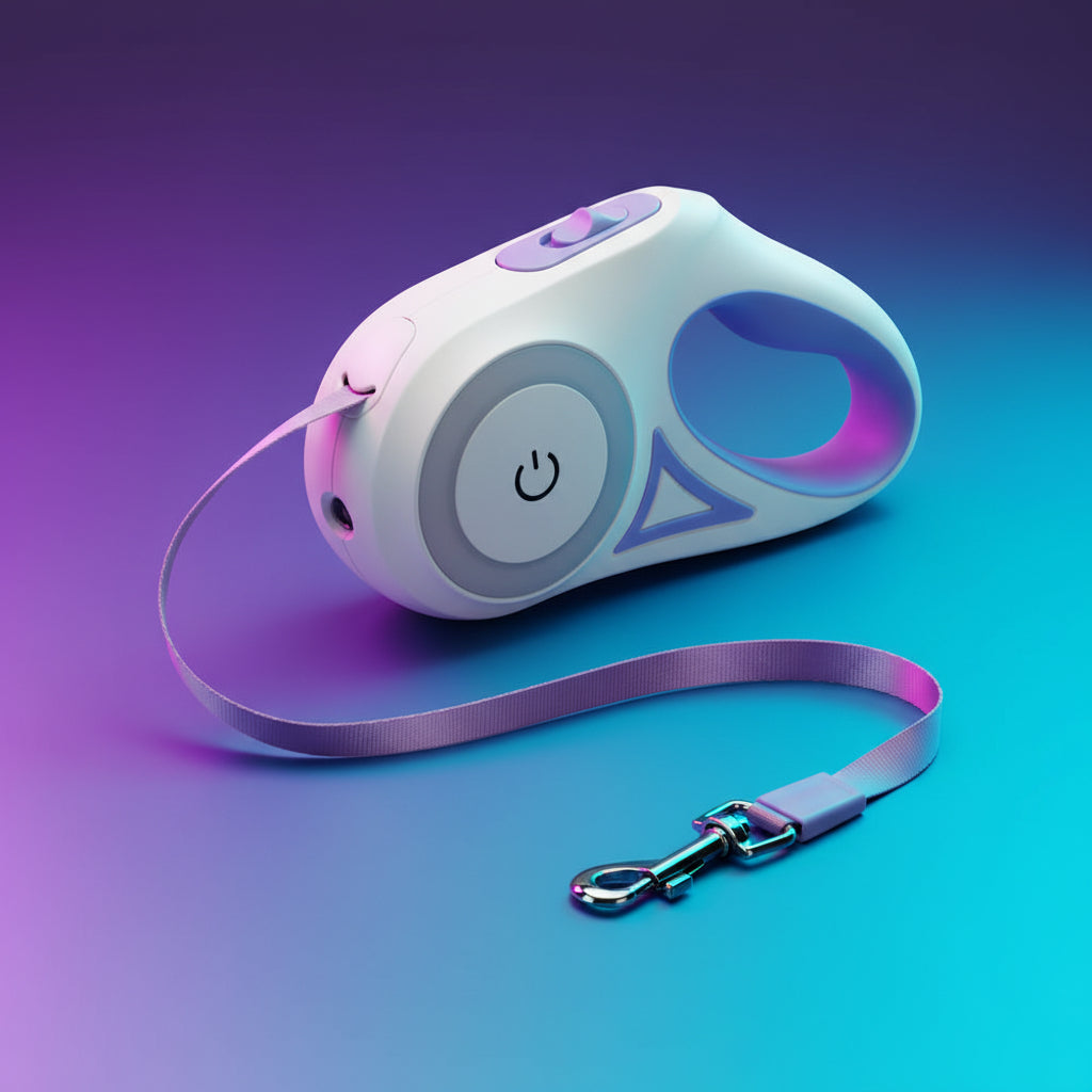 Beleuchtete, einziehbare Hundeleine für Nachtspaziergänge