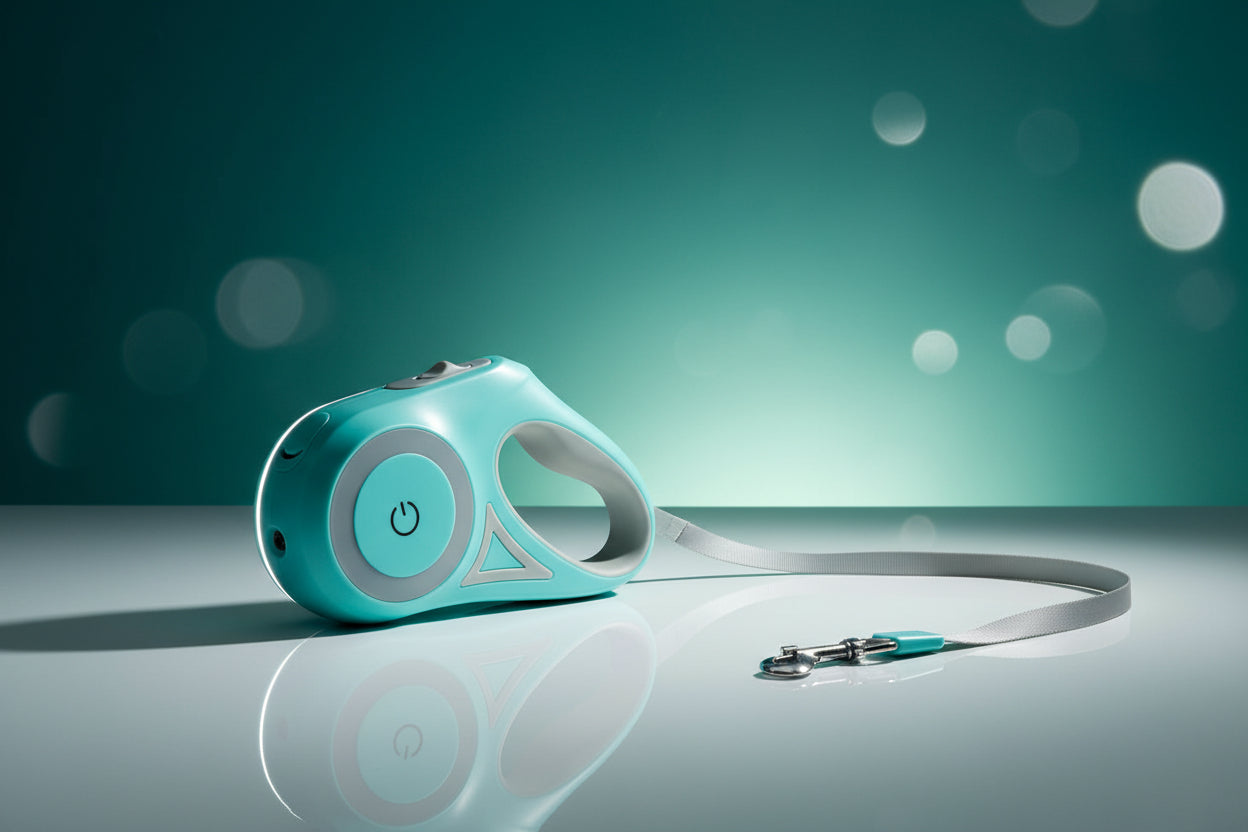 Beleuchtete, einziehbare Hundeleine für Nachtspaziergänge