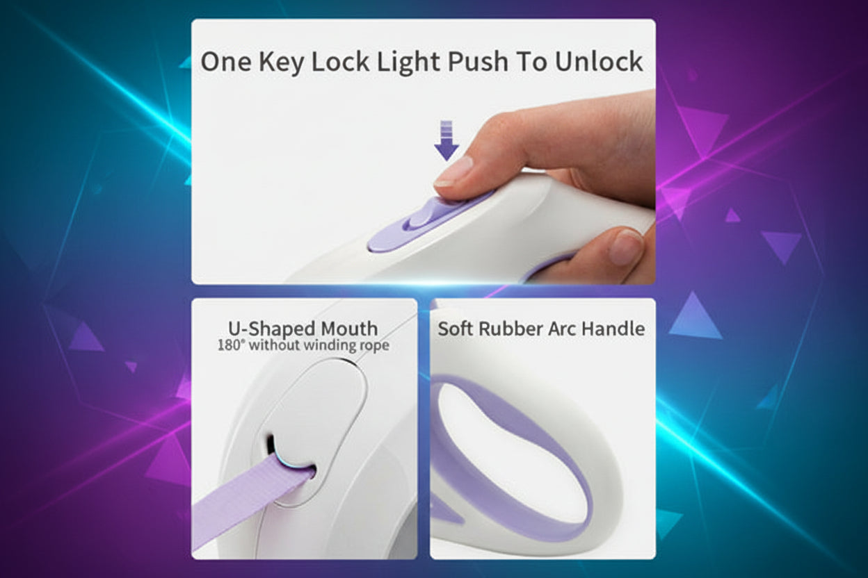 Beleuchtete, einziehbare Hundeleine für Nachtspaziergänge