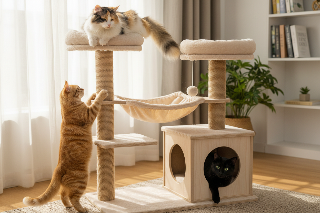 Katzen auf kratzbaum